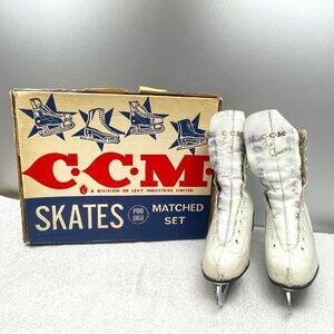FVUC Vntg 1980s CCM "Ice Queen" Ladies Figure Skates, Orig Box, Sz 5, No Laces